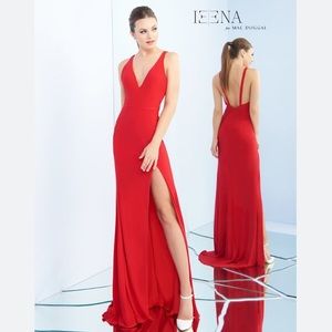 NWOT IEENA for MAC DUGGAL Women’s Deep V Neck Jersey Knit Gown